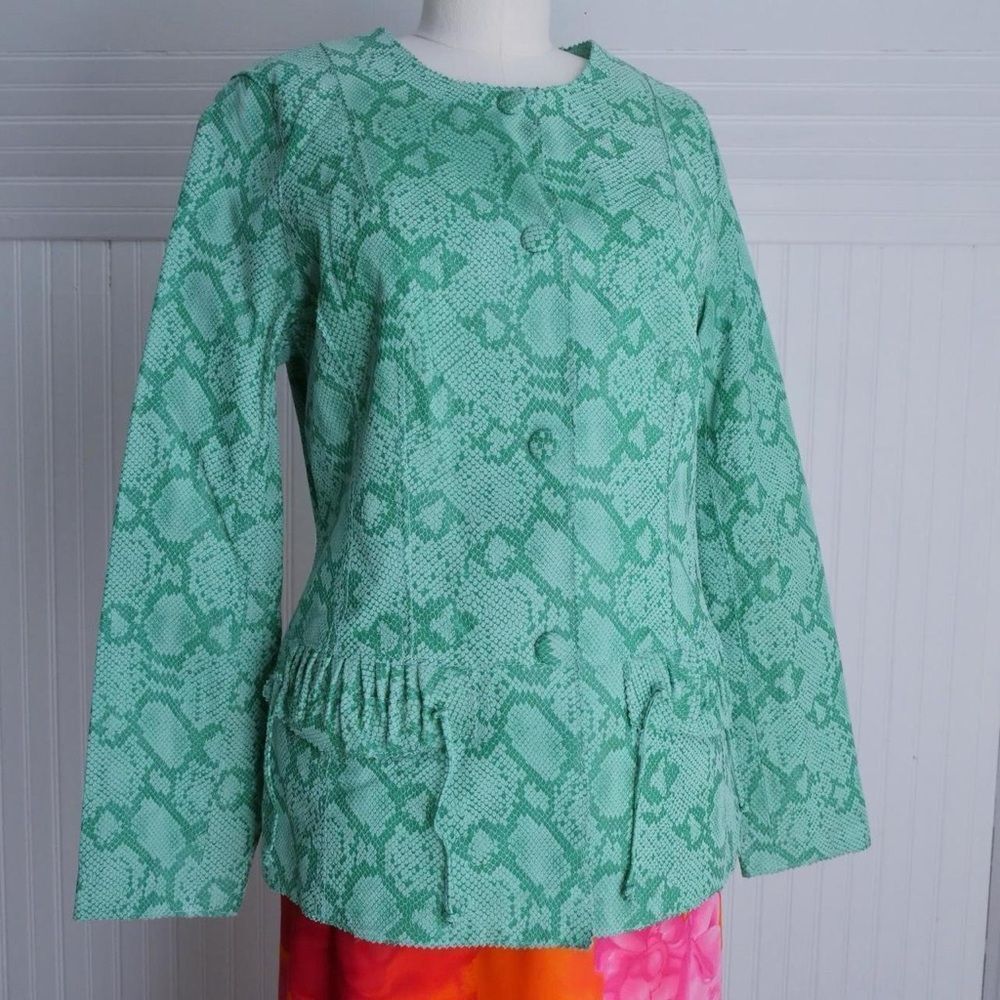 Y2k‎ Chi by Falchi mint green python print leather jacket